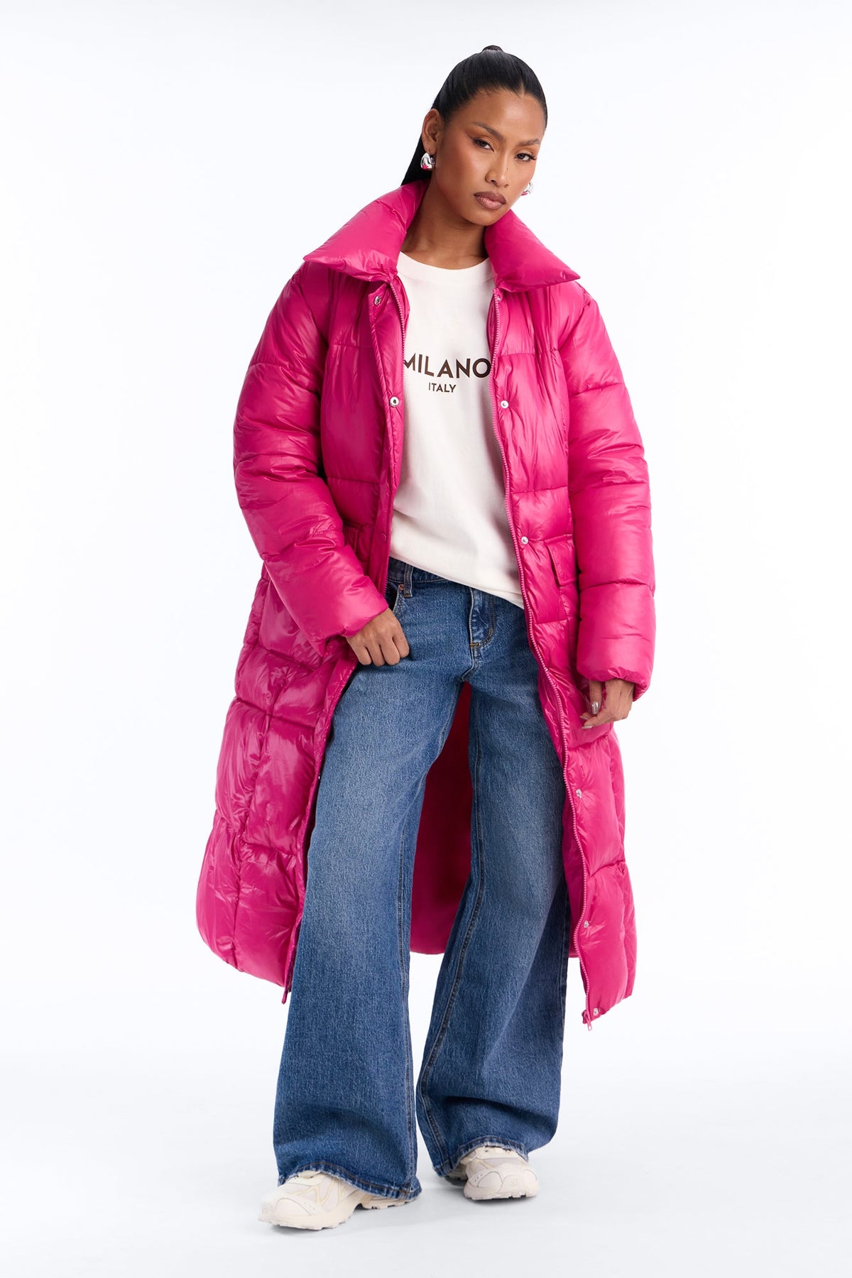 Caught You Looking Long Puffer - Magenta