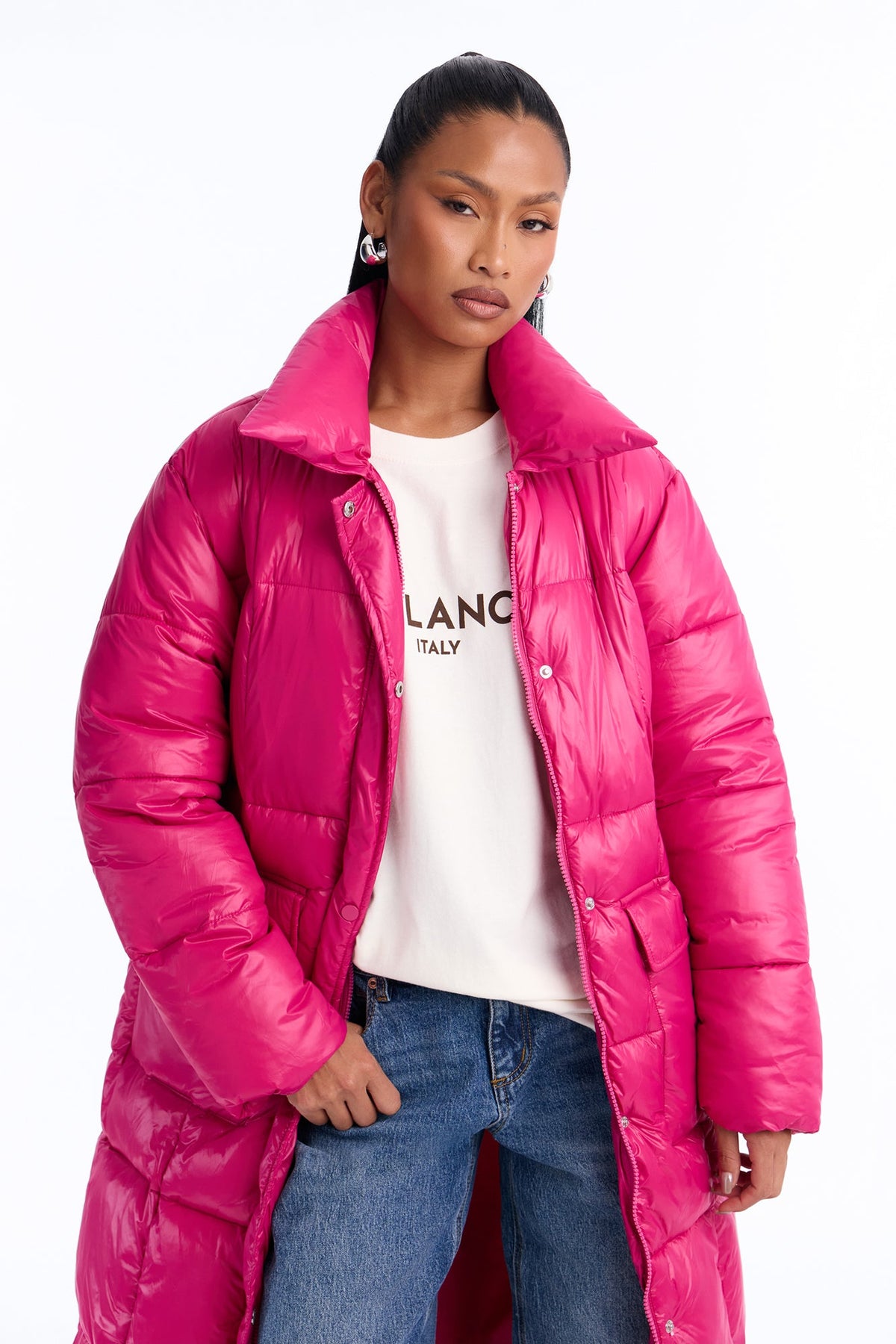 Caught You Looking Long Puffer - Magenta