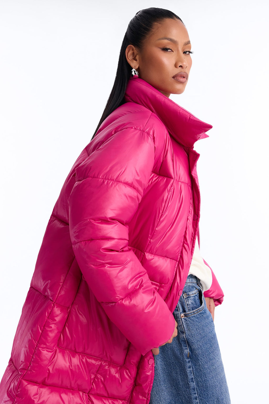 Caught You Looking Long Puffer - Magenta