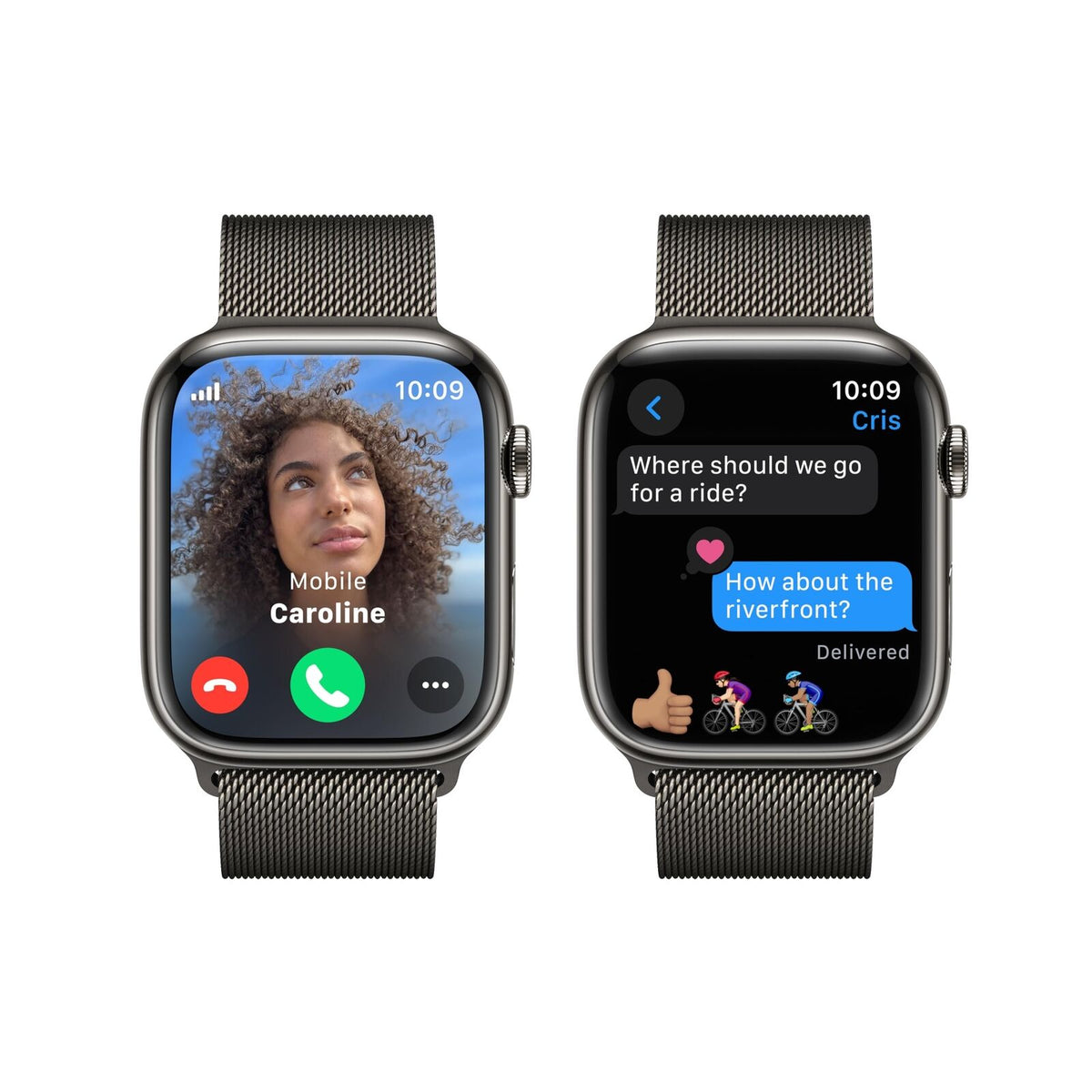 Apple Watch Series 9 (GPS + Cellular) 45mm Graphite Stainless Steel Case with Graphite Milanese Loop - MRMX3LL/A