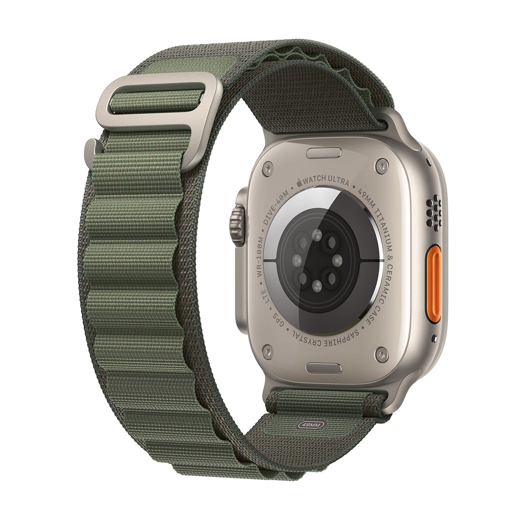 Apple Watch Ultra [GPS + Cellular 49mm] Titanium Case with Green Alpine Loop, Large - MQEX3LL/A
