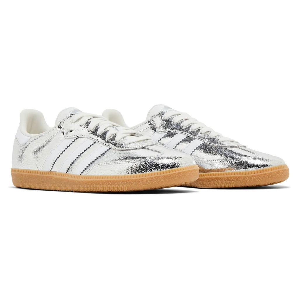 Adidas Samba OG Silver Metallic Cracked Leather (Women's)