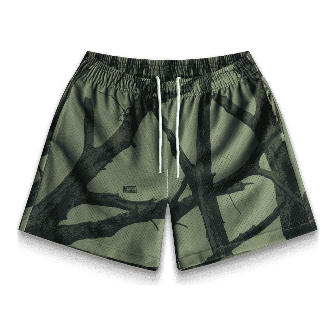 Bravest Studios Tree Camo Shorts Green