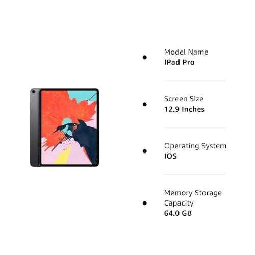 Apple iPad Pro (12.9-inch, Wi-Fi + Cellular, 64GB) - Space Gray 2018 - MTHN2LL/A