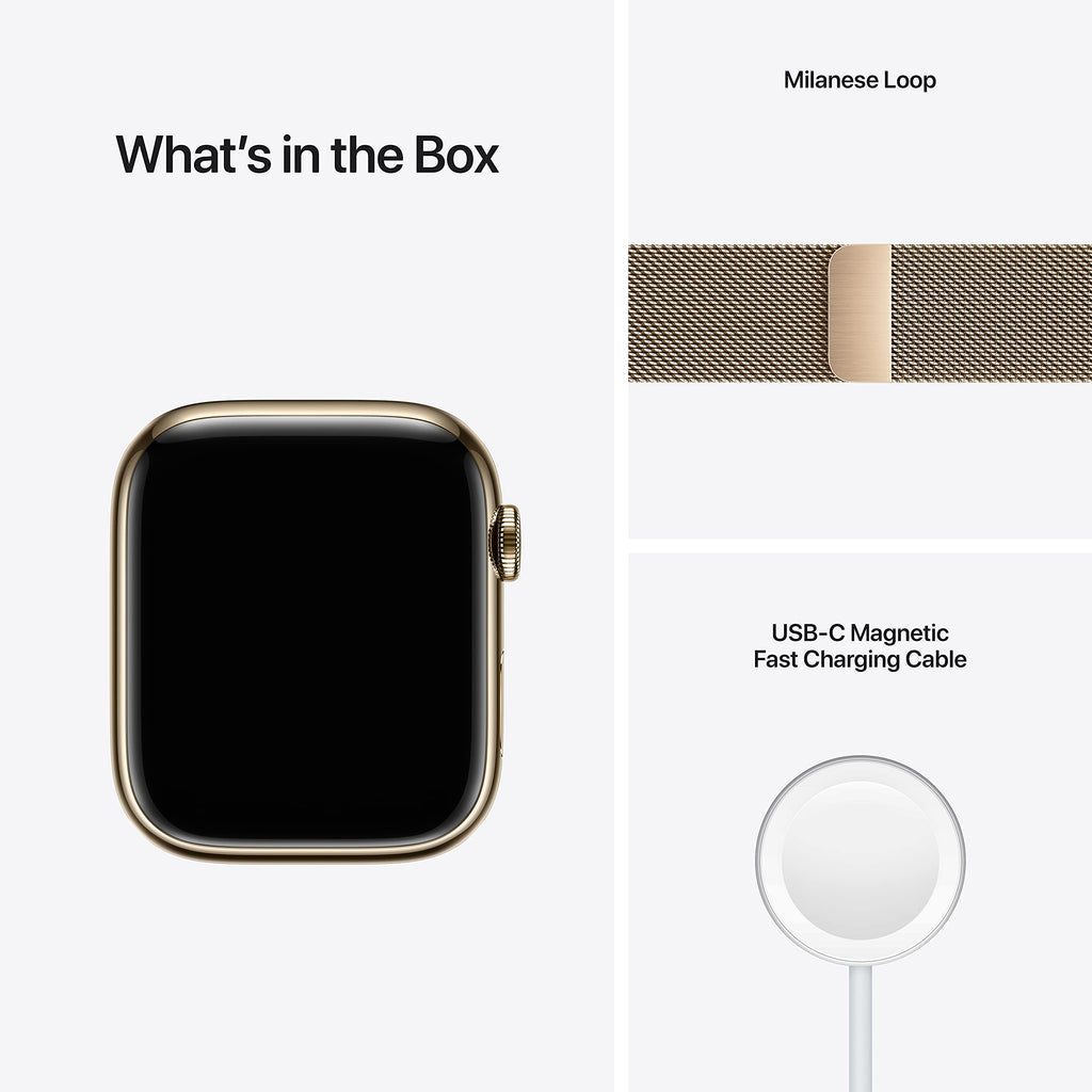 Apple Watch Series 7 Cellular - 45MM - Gold Stainless Steel W/ Gold Mil Loop - MKJG3LL/A