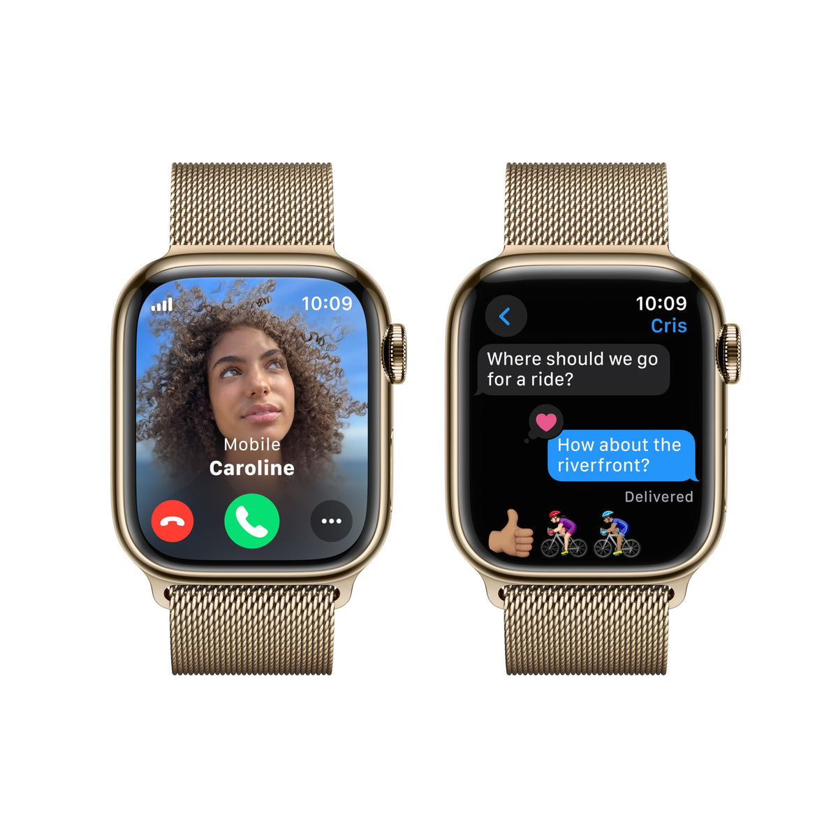 Apple Watch Series 9 (GPS + Cellular) 41mm Gold Stainless Steel Case with Gold Milanese Loop - MRJ73LL/A