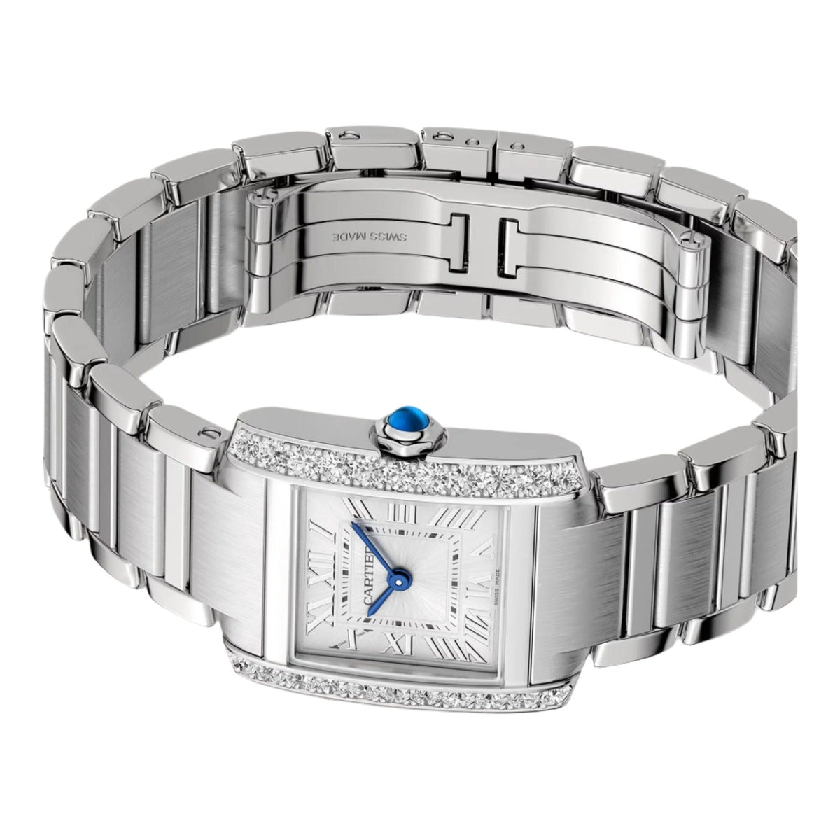 Cartier Tank Française Watch, Small Model, Quartz Movement, Steel, Diamonds