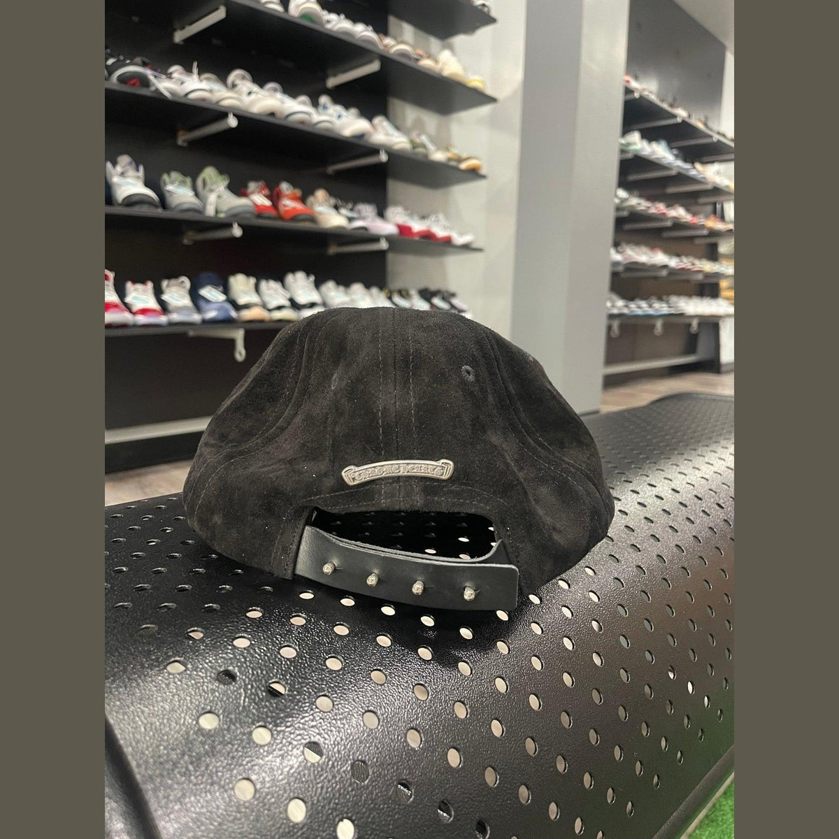 Chrome Hearts 5 Panel Suede Dagger Baseball Cap Black