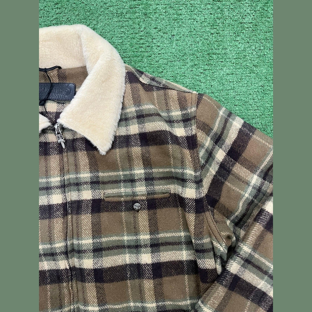 Chrome Hearts Black Sheep Plaid Fleece Jacket