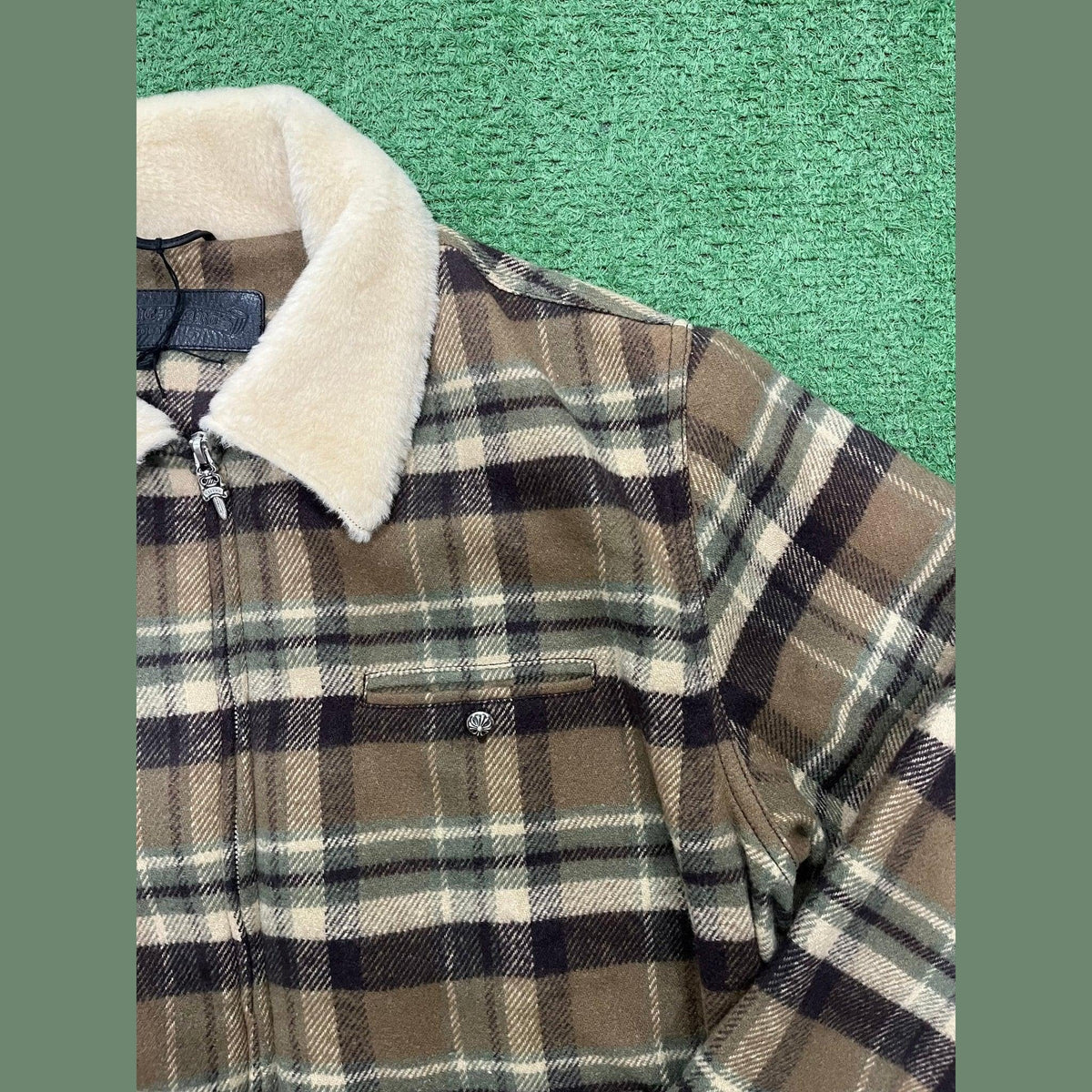 Chrome Hearts Black Sheep Plaid Fleece Jacket