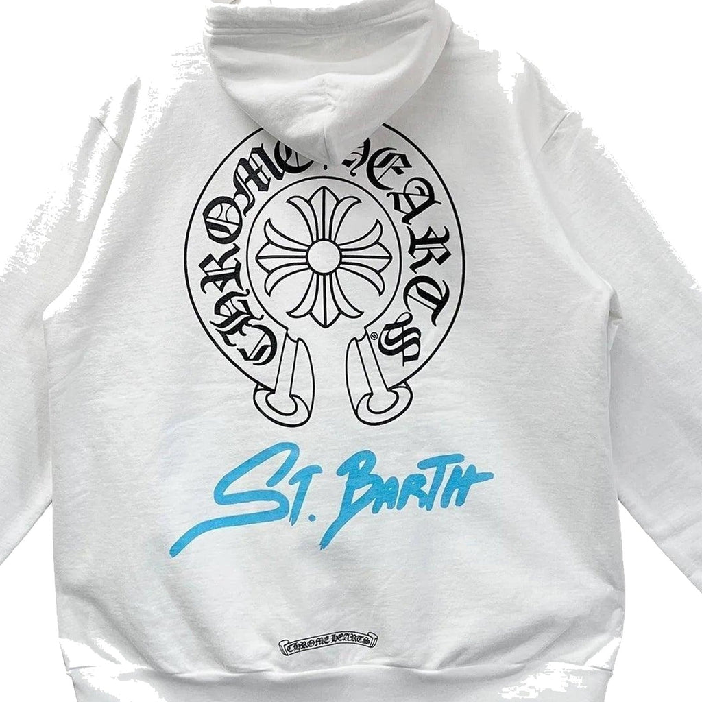 Chrome Hearts St. Barth Horseshoe Pullover Hoodie White