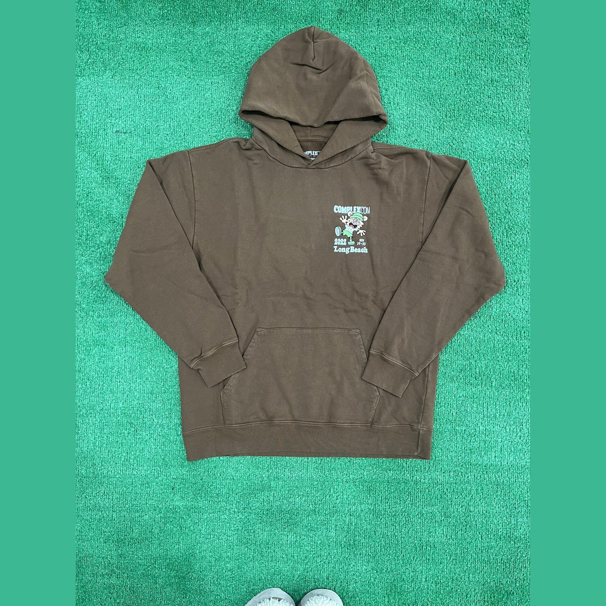 Complexcon x Verdy Brown Chest Logo Graphic Hoodie Brown