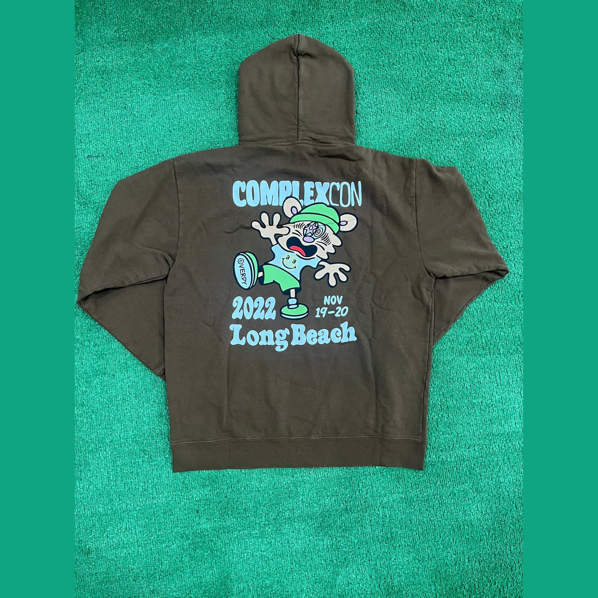 Complexcon x Verdy Brown Chest Logo Graphic Hoodie Brown