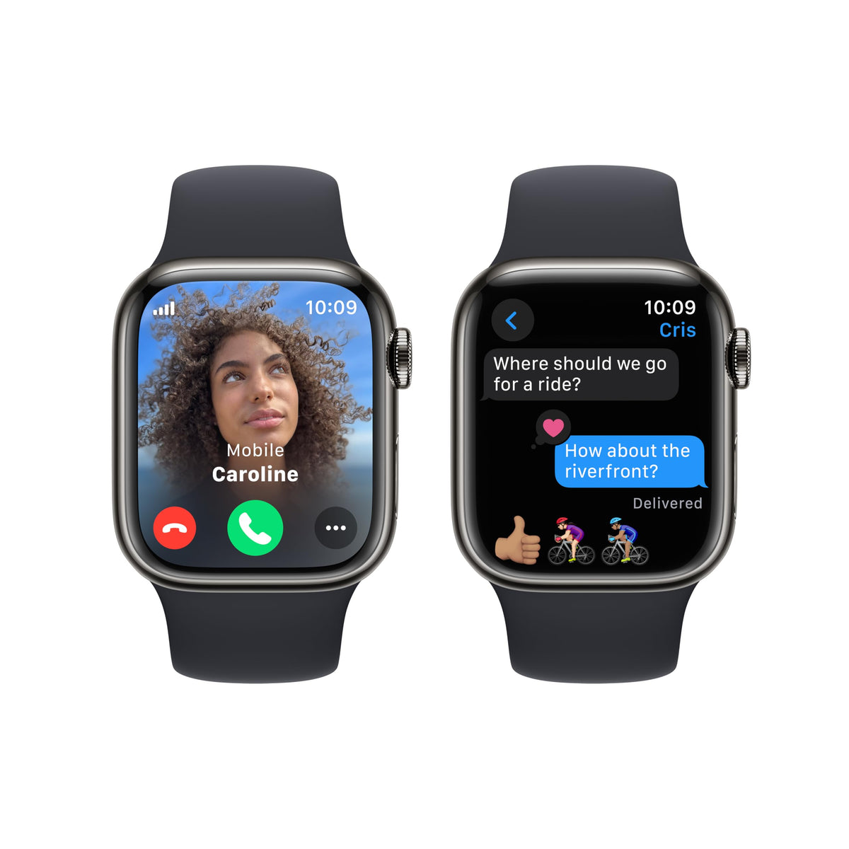 Apple Watch 9 (GPS+Cell) 41mm Stainless Steel Case with Sport Band - Graphite