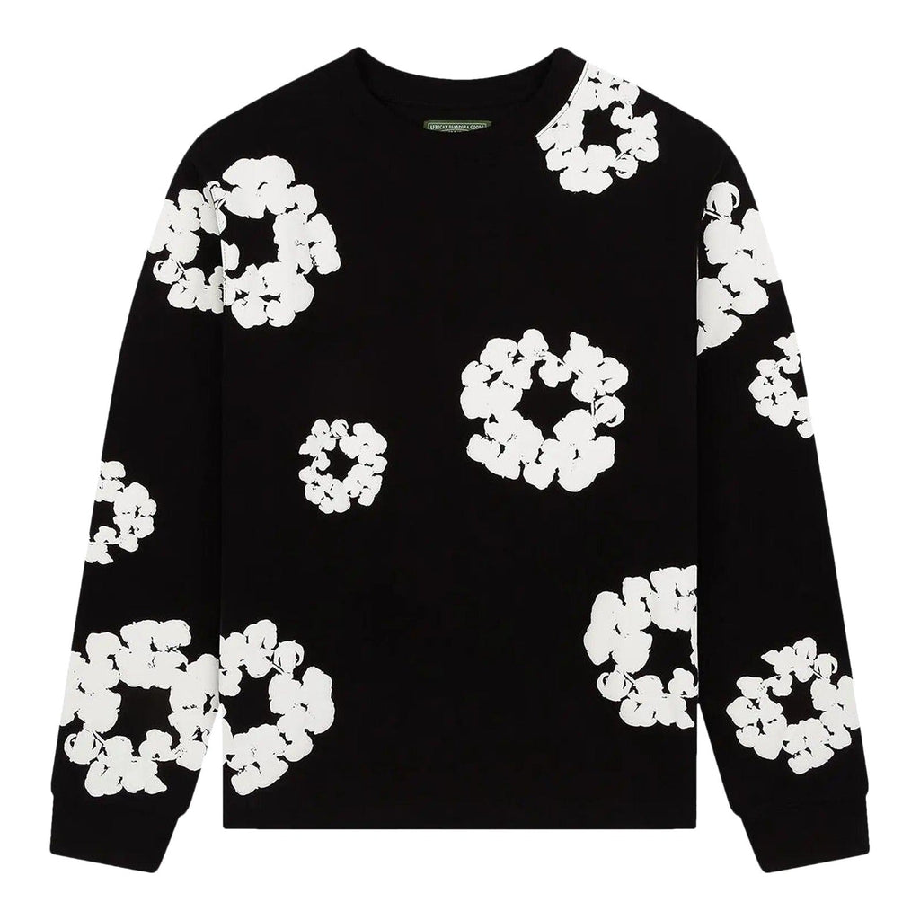 Denim Tears Long Sleeve Cotton Wreath Tee Black