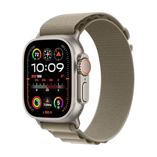 Apple Watch Ultra 2 (GPS + Cellular) 49mm Titanium Case with Olive Alpine Loop with Blood Oxygen - S - MREX3LL/A