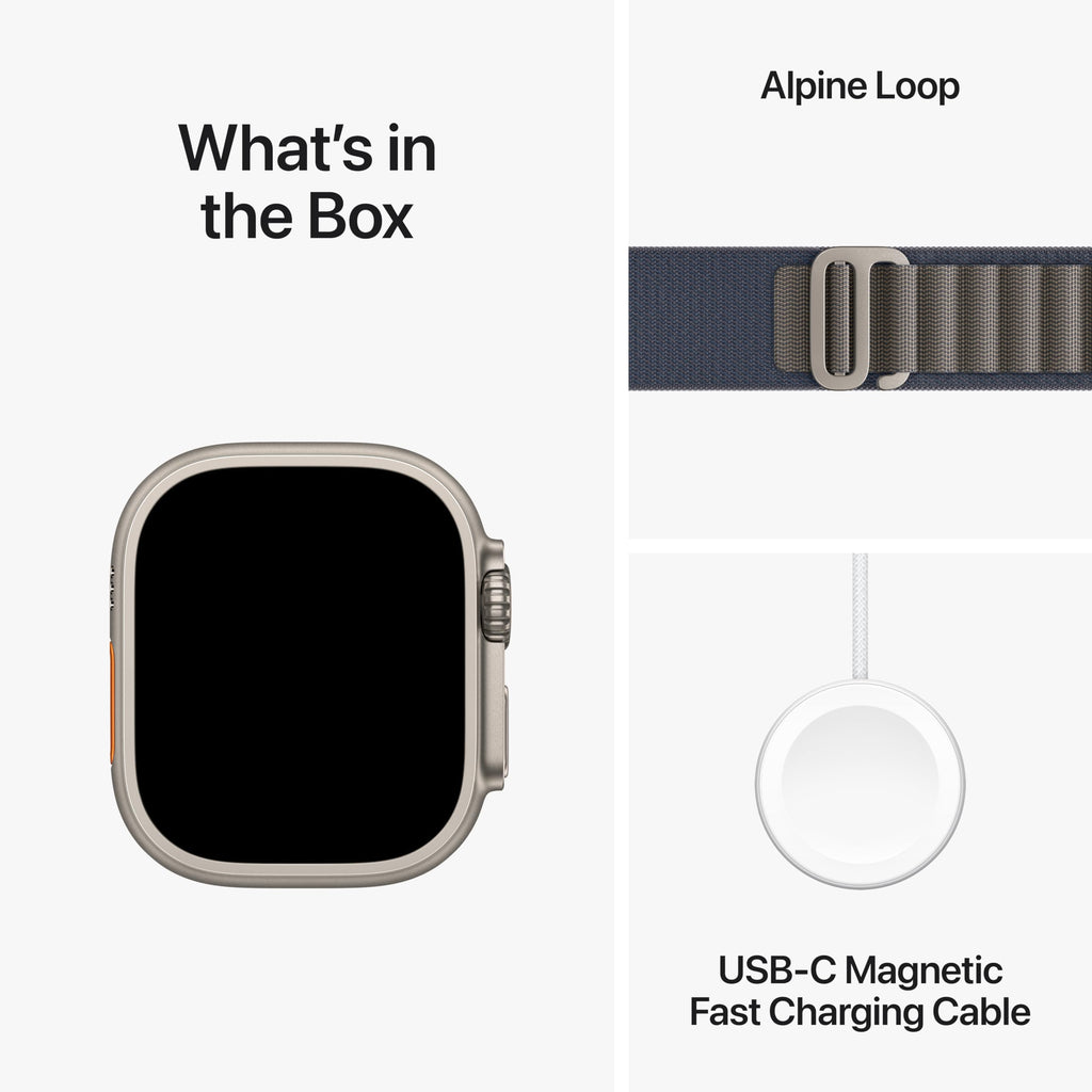 Apple Watch Ultra 2 [GPS + Cellular 49mm] Smartwatch with Rugged Titanium Case & Blue Alpine Loop Small - MREK3LL/A