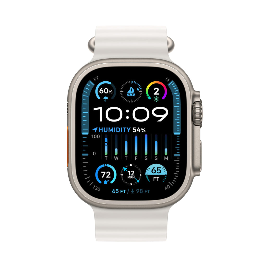 Apple Watch Ultra 2 [GPS + Cellular 49mm] Smartwatch with Rugged Titanium Case & White Ocean Band M/L - MREJ3LL/A