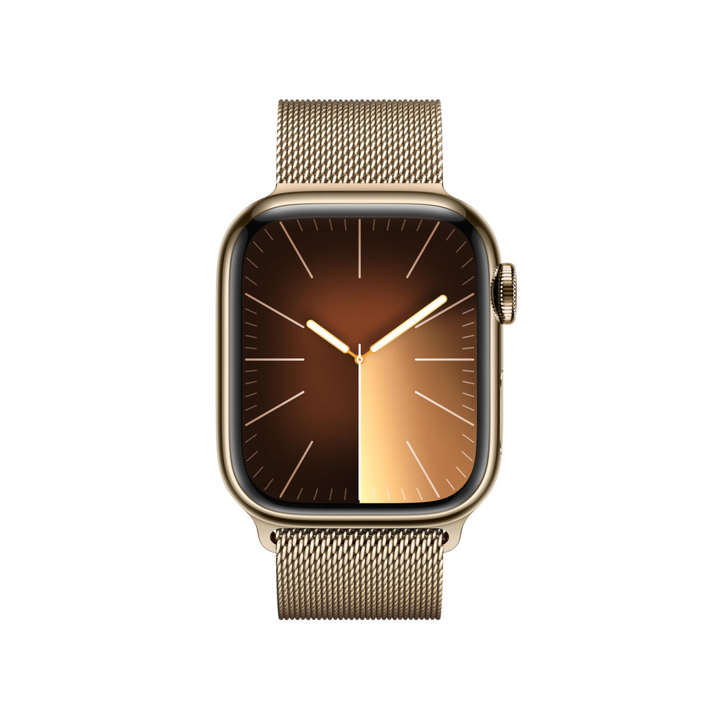 Apple Watch Series 9 (GPS + Cellular) 41mm Gold Stainless Steel Case with Gold Milanese Loop - MRJ73LL/A