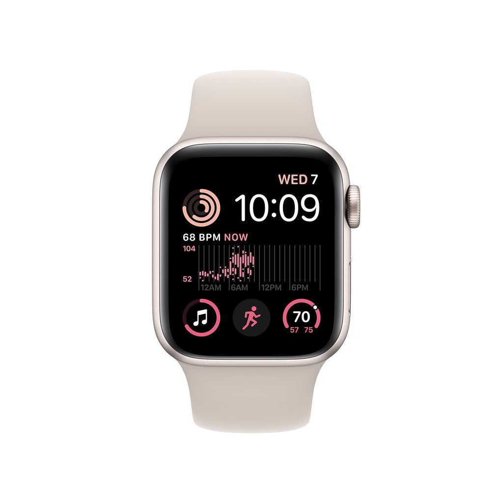 Apple Watch SE 2nd Gen (GPS) 40mm Starlight Aluminum Case w/ Starlight Sport Band - M/L - MR9V3LL/A