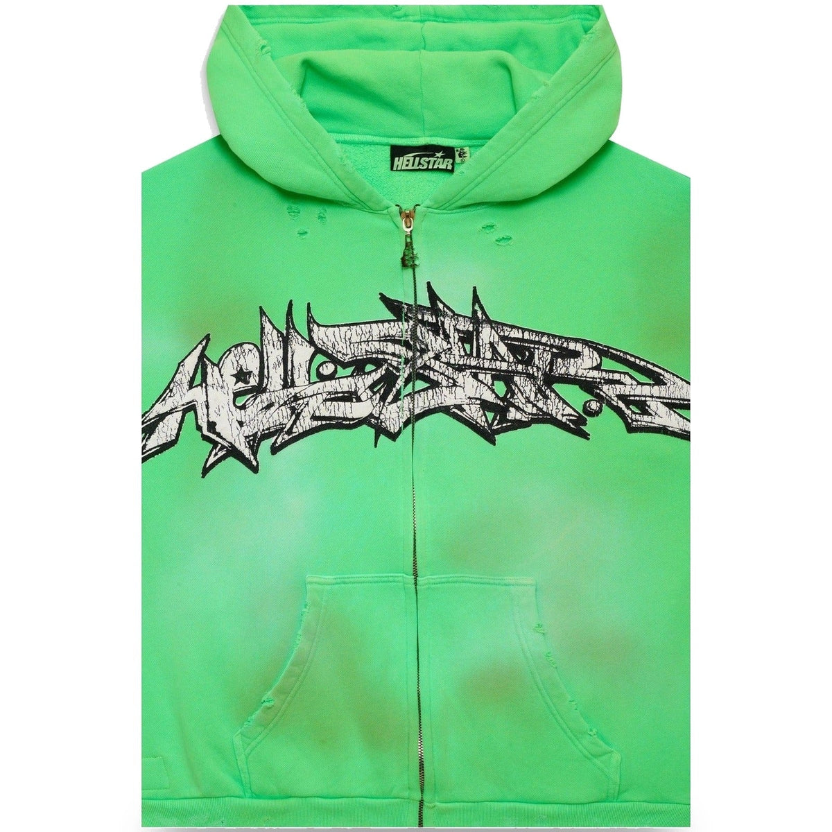 Hellstar Graffiti Zip-Up Hoodie Green