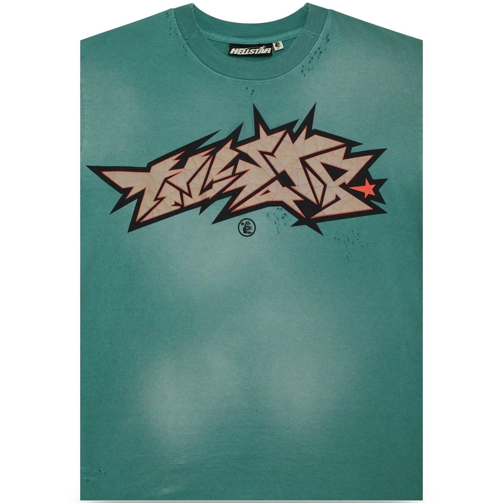 Hellstar Green Crack Print T-Shirt