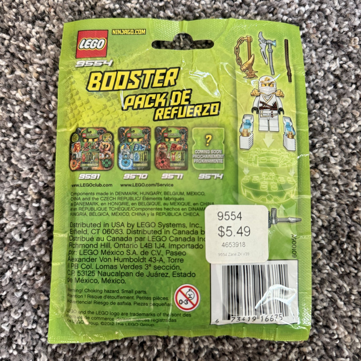 LEGO Ninjago Zane ZX 9554 White Ninja Booster Pack — Sealed