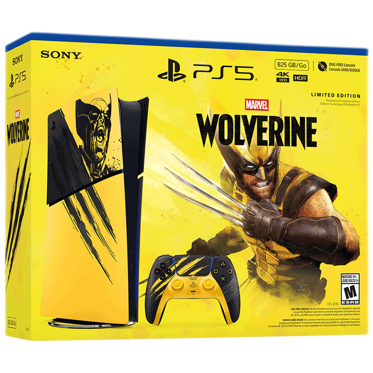 PlayStation 5 Digital Edition Marvel's Wolverine Battle Yellow Limited Edition Bundle (825GB)