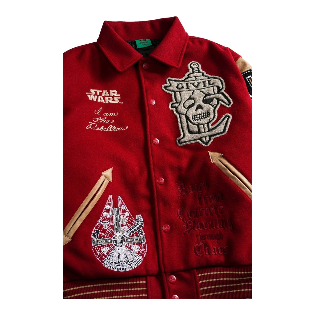 Star Wars x Civil Regime Rebellion Letterman Jacket Deep Red & Sand