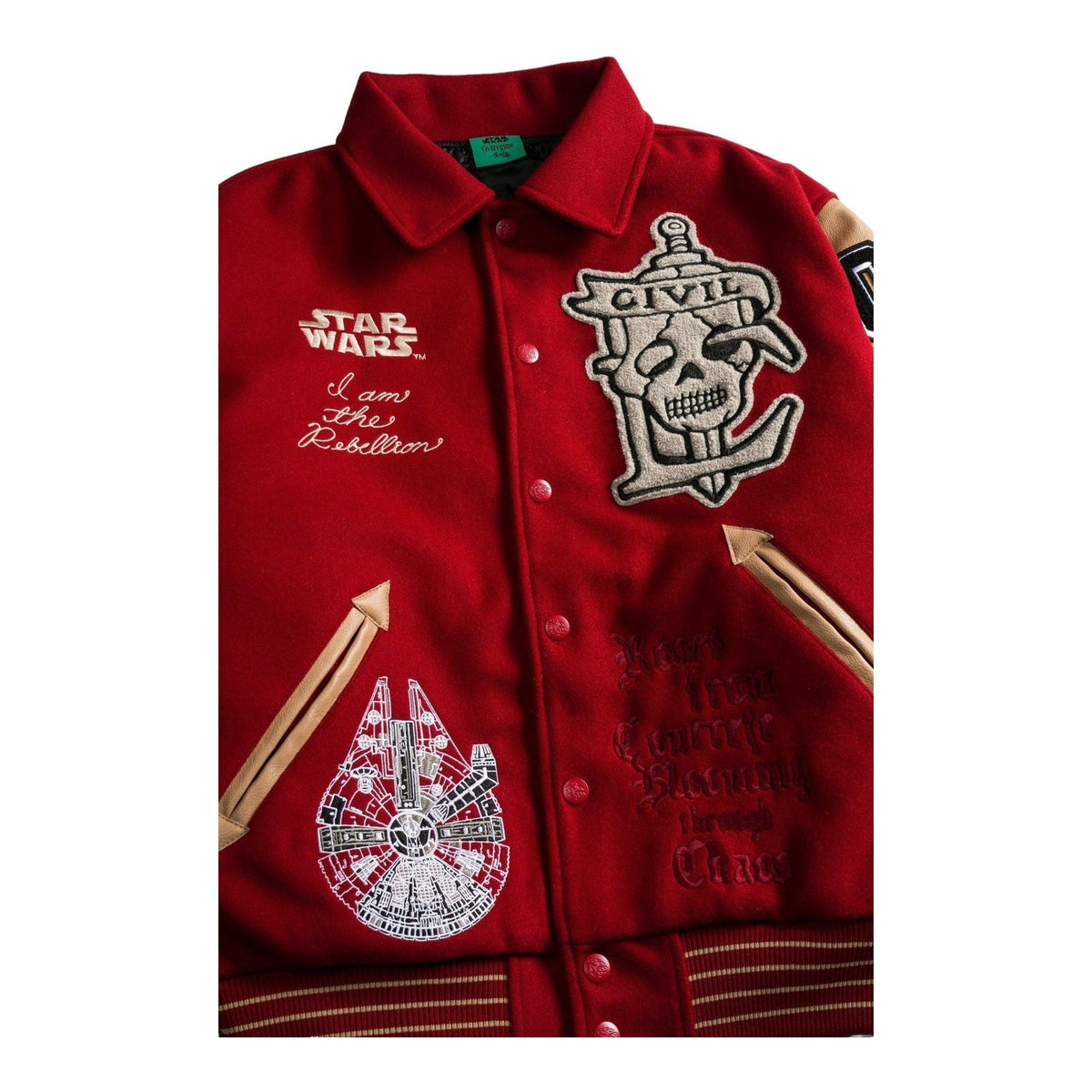 Star Wars x Civil Regime Rebellion Letterman Jacket Deep Red & Sand