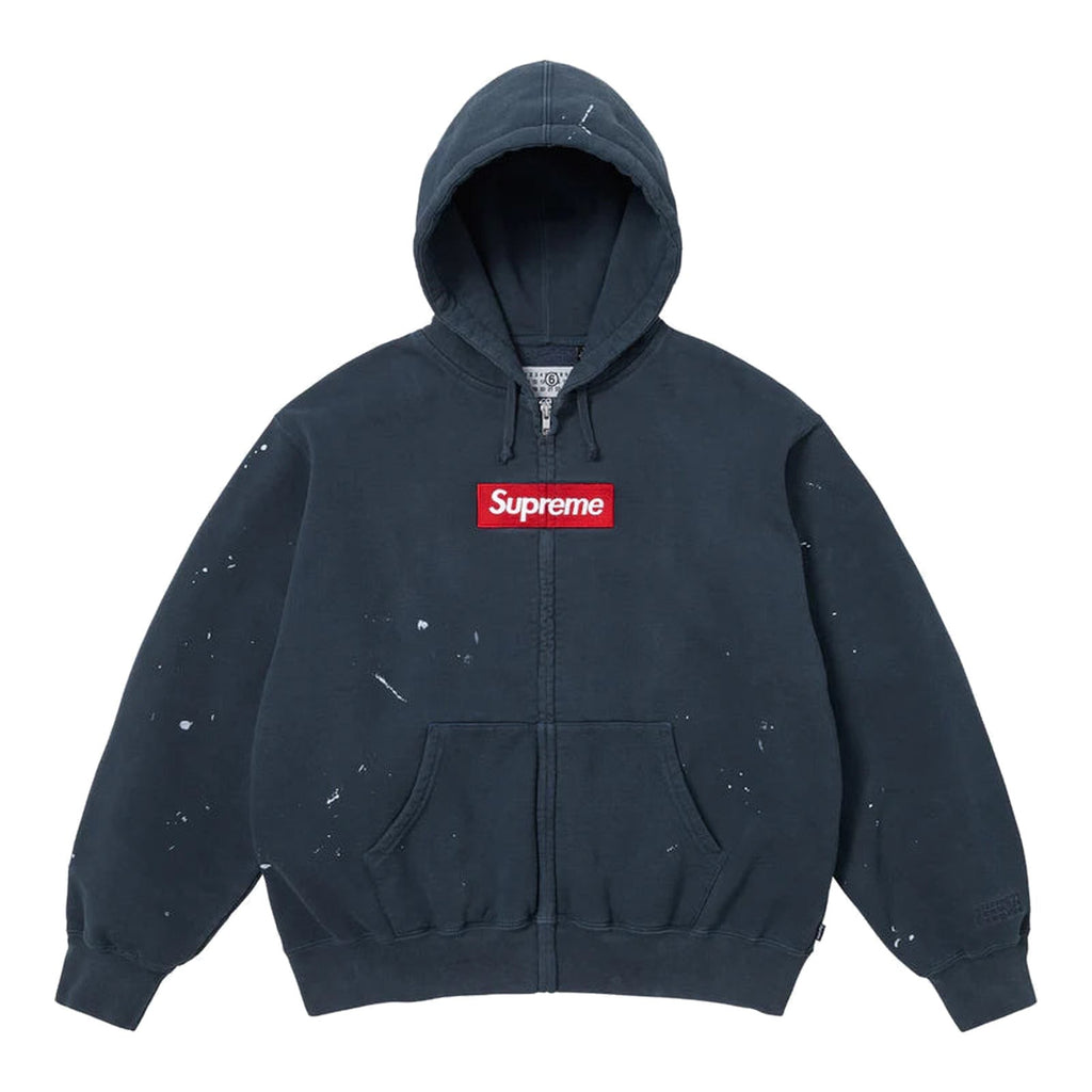 Supreme MM6 Maison Margiela Box Logo Zip Up Hooded Sweatshirt Navy