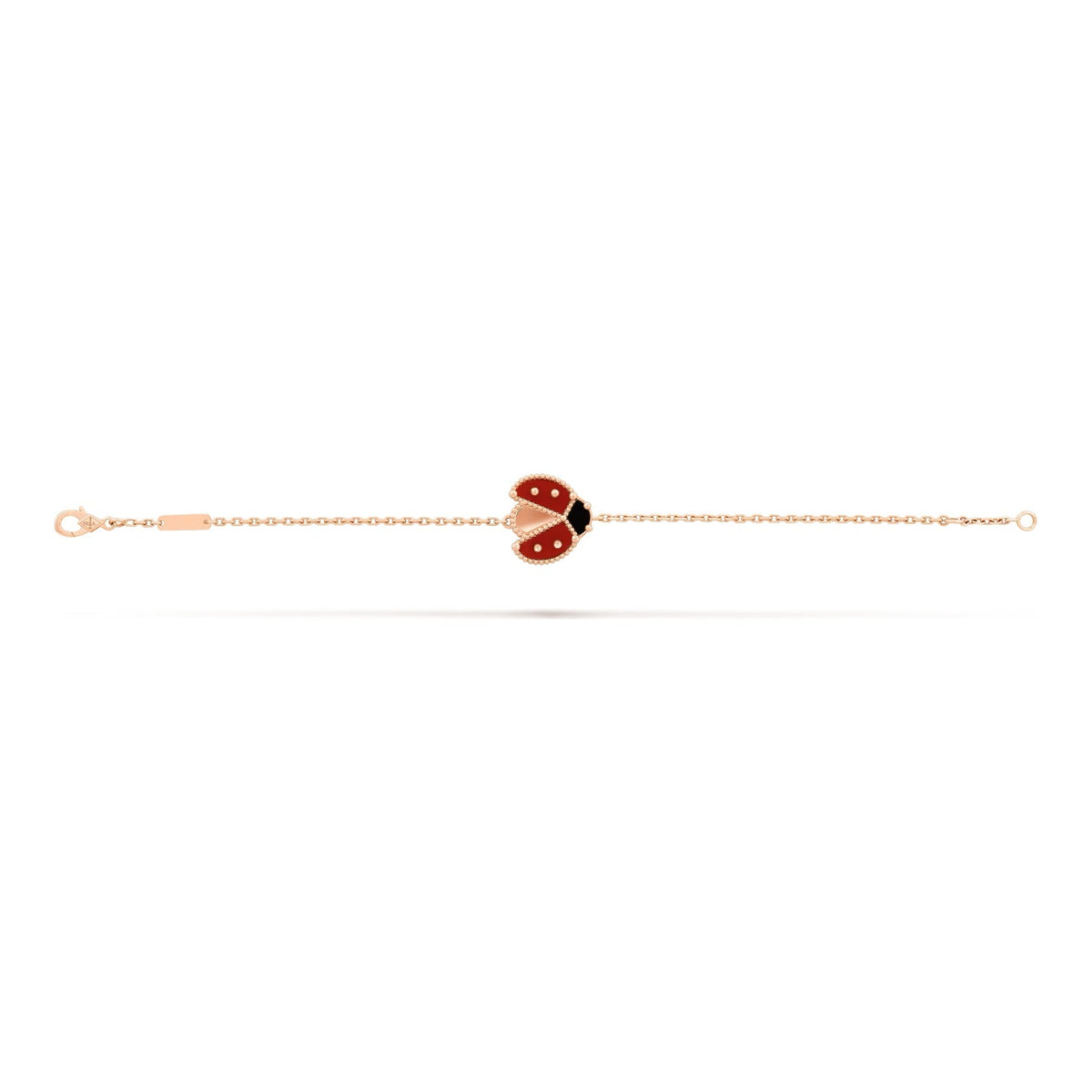 Van Cleef & Arpels Lucky Spring bracelet, open wings ladybug 18K rose gold, Carnelian, Onyx