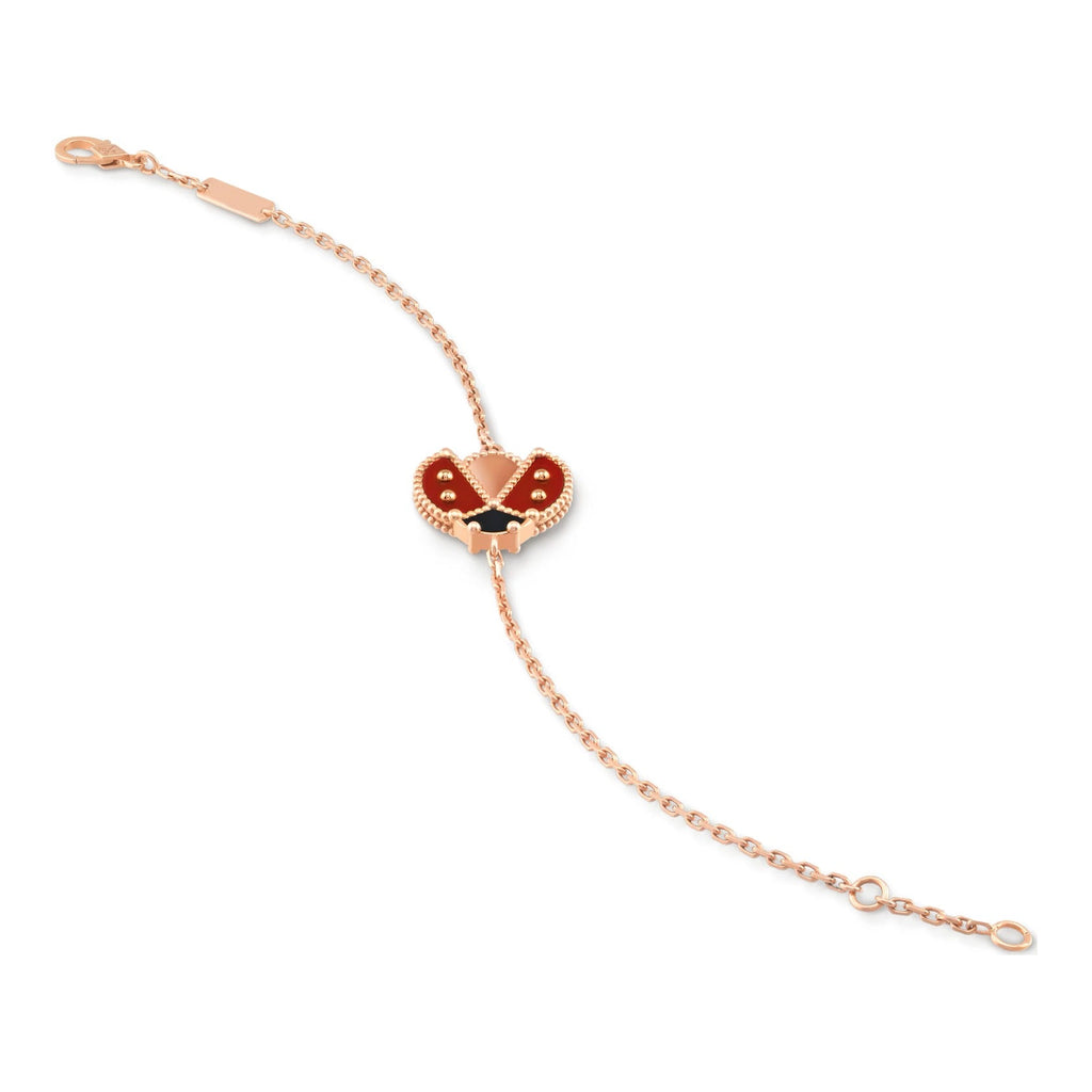 Van Cleef & Arpels Lucky Spring bracelet, open wings ladybug 18K rose gold, Carnelian, Onyx