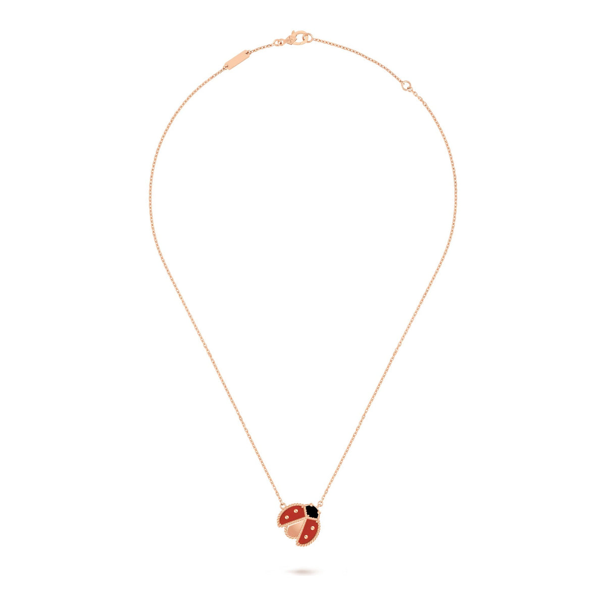 Van Cleef & Arpels Lucky Spring pendant, open wings ladybug 18K rose gold, Carnelian, Onyx